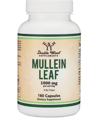 Mullein Leaf Capsules 10,000mg Strength - 180 Vegan Capsules for Lung Health, Respiratory Support - No Fillers - Double Wood - Buy Online on GoSupps.com