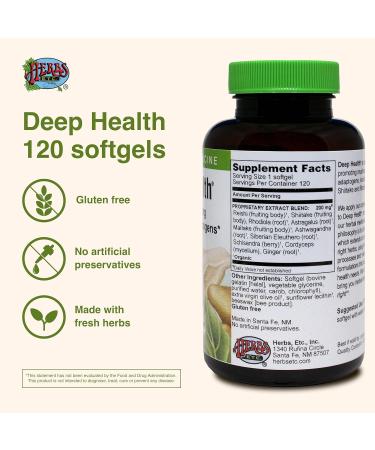 Herbs Etc. Deep Health - Daily Use Adaptogen Supplement - Aids Immune Health & Energy - with Reishi Mushroom - 120 Softgels (120 Servings) 120 Count (Pack of 1) - Buy Online on GoSupps.com