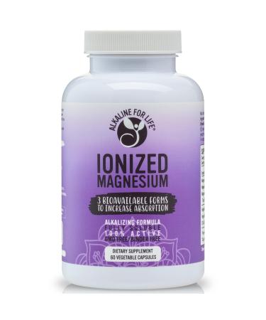 Ionized Magnesium Triple Magnesium Complex (Glycinate Citrate & Ascorbate) 60 Capsules Alkalizing Forms 60 Count (Pack of 1)
