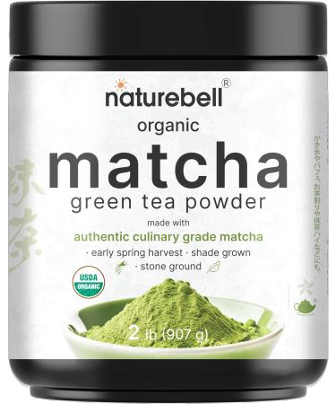 Organic Matcha Green Tea Powder 2 Pounds | Unsweetened with Zero Sugar Culinary Grade Potent Early Harvest Fine Stone Ground Vegan All Purpose Great for Matcha Latte Matcha Green Tea Powder 2 Pound (Pack of 1)