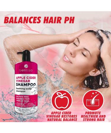 BELLISSO Apple Cider Vinegar Shampoo - Sulfate and Paraben Free Anti Dandruff Treatment for Women and Men - Deeply Moisturizing Formula for Dry Scalp and Oily Hair - Buy Online on GoSupps.com
