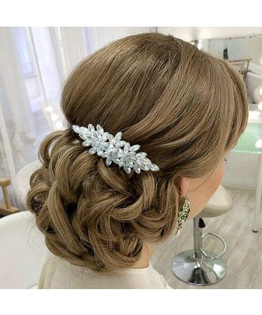 Sooshin Bridal Hair Comb Wedding Hair Accessories for Brides Crystal Wedding Headpiece for Bride and Bridesmaids Rhinestone Hair Accessories for Women and Girls (silver)