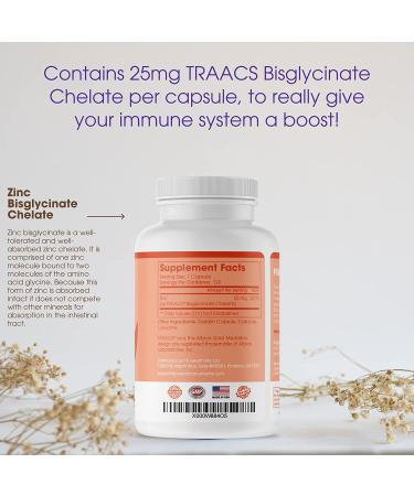 Pure Zinc Glycinate Supplement 25mg - Chelated for Optimal Absorption - 120 capsules - Buy Online on GoSupps.com