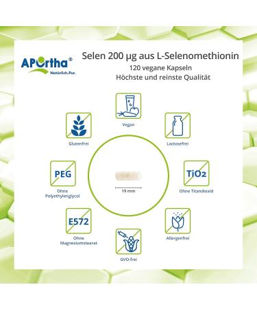 Aportha Selenium Capsules 120 Pieces | 200 g L-Selenomethionin | Vegan Gluten-Free & Easy to Swallow - Shop Now! - Buy Online on GoSupps.com