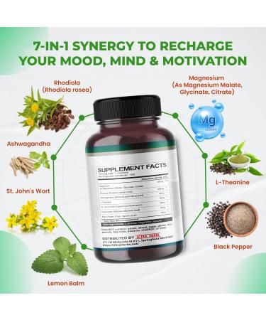 Rhodiola Rosea Supplement Enriched with Ashwagandha, Magnesium, L-Theanine, St. John's Wort, Lemon Balm - Support Mood, Sleeps Quality, and Mental Focus | 150 Capsules 150 count (pack of 1) - Buy Online on GoSupps.com
