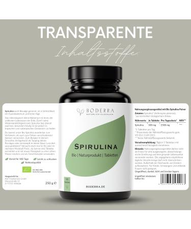 Buy Boderra Spirulina Bio Pressing - High Dose 2500mg/day (100 Days Supply) - Vegan Bio Spirulina Tablets (500mg/Pill) - Made in Germany - Nutrient Miracle - Buy Online on GoSupps.com