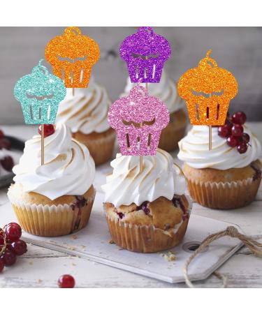 Sweet One Cupcake Toppers Two Sweet Birthday Cupcake Toppers Ice-cream Themed Dessert Picks Baby Girl Birthday Party Decoration - Pink & Purple Glitter - Buy Online on GoSupps.com