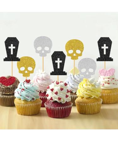 MonMon & Craft Skull Cupcake Toppers/Death to My 20s 30s 40s 50s Cupcake Toppers/Farewell Sweet Youth/RIP 20s 30s 40s Birthday Party Decorations/Glitter - 24 Pcs - Buy Online on GoSupps.com
