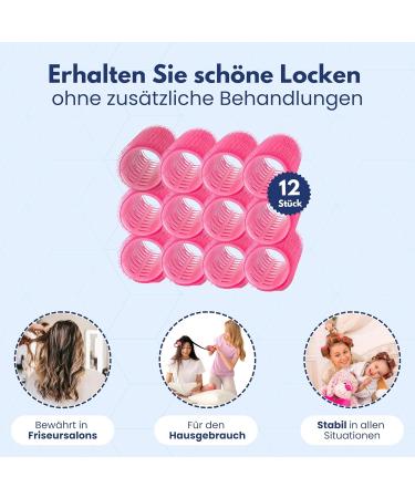 Ponik's Hair Roller Curlers Set - Self-Adhering 12 Pieces 25mm Pink Curly Curls Hair Scooters for DIY Styles - Buy Online on GoSupps.com