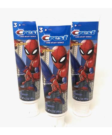 Crest Kids Marvel's Spiderman Toothpaste, Strawberry, 4.2 oz (Pack of 3) Ruby Red