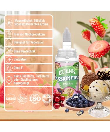 Ecenk Food Flavoring Passion Fruit 30 ml Intense Flavor Food Taste Drops High Dosed for Baking Food Nebulizers Smoke Machines DIY Bottle of 100 - Buy Online on GoSupps.com