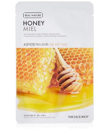 The Face Shop Real Nature Face Mask | Contains Honey That Provides Extra Glow & Helps Regain Skin s Radiance & Moisture | K Beauty Facial Skincare for Oily & Dry Skin | Honey  K-Beauty