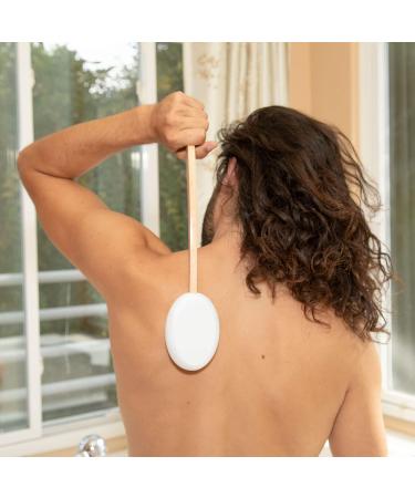 Long Curved Lotion Applicator for Back, Legs, Feet - Wooden Handle Body Brush for Sunscreen, Self-Tanning, Acne - Elderly Friendly - Buy Online on GoSupps.com
