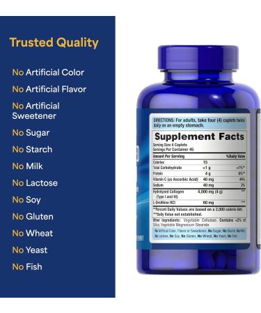 Puritan's Pride Hydrolyzed Collagen Pro-Structural Protein for Men and Women 1000mg Dietary Supplement for Skin Bones and Joints 180 Caplets 180 Count (Pack of 1) - Buy Online on GoSupps.com