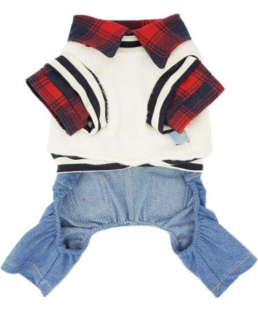 Hooddeal Plaid Dog Shirt Overalls Jumpsuit with Warm Sweater Vest - Medium Red-Black - Buy Online on GoSupps.com