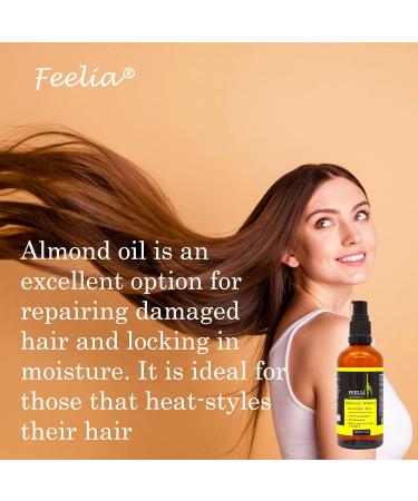 Feelia Organic Sweet Almond Oil - 100% Pure Cold Pressed Rich in Vitamins A & E Zinc Omega 3 - Fast Absorption for Healthy Skin - Buy Online on GoSupps.com