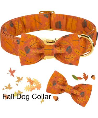 Enchanting Autumn Bow Dog Collar for Small Dogs - Cotton Yellow Collar with Metal Buckle | Perfect Gift for XS Pets - Buy Online on GoSupps.com