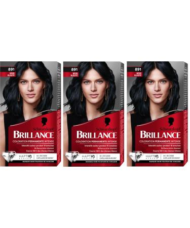 Schwarzkopf - Lot de 3 Brillance - 891 clat de Nuit - Noir Bleut - Coloration Cheveux Permanente Intense