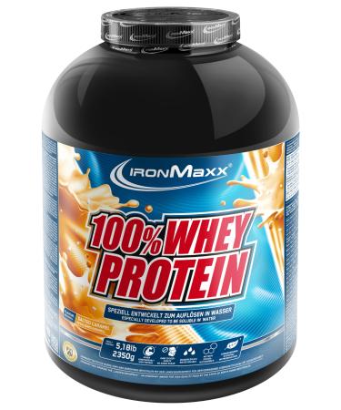 Ironmaxx 100% whey protein powder - Salted Caramel 2.35kg can |Suck -reduced water -soluble protein powder from whey protein |many different flavors