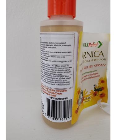 MaxRelief Arnica Pain Relief Spray - Fast-Acting Muscle & Joint Pain Relief - Relaxing Warmth for Muscles Stiff Joints and Bruises - 100% Natural Formula - Aspirin-Free - Travel Size - 2 Oz 2 Fl Oz (Pack of 1) - Buy Online on GoSupps.com