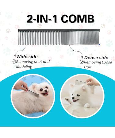 Candure Dematting Comb for Dog and Cat - Double Sided Deshedding Tool for Small, Medium & Large Dogs - Removes Knots and Tangled Hair - Blue - Buy Online on GoSupps.com