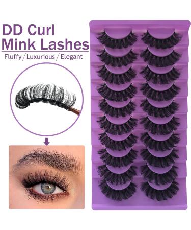 Kmilro F09 Curly Fluffy Lashes 10 Pairs - 18MM 8D Volume Russian Strip Mink Fake Eyelashes - Buy Online on GoSupps.com