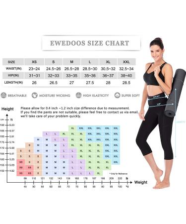 Ewedoos Women's Yoga Pants with Pockets - High Waist Tummy Control Leggings, Non See-Through Workout Capris, Black, Size Medium - Buy Online on GoSupps.com