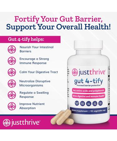 Just Thrive Gut 4-tify - Gut Health Supplements for Women and Men - Anti Bloat 90 Vegetable Capsules - Buy Online on GoSupps.com