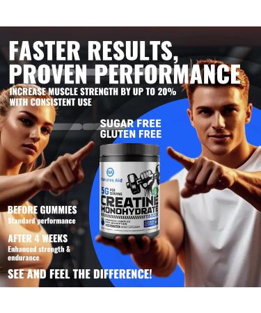 Natures Aid NSF Certified Creatine Gummy 5g - Creatine Monohydrate Gummies Pre-Workout Energy & Muscle Growth Support for Men & Women | Blueberry Electrolyte Gummies (135 Count) Blueberry 135 Count (Pack of 1) - Buy Online on GoSupps.com