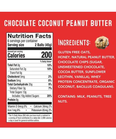 simplyFUEL Whole Food Protein Balls with Probiotics - 12 Balls - Chocolate Coconut Peanut Butter - 9.6 Oz. - Buy Online on GoSupps.com