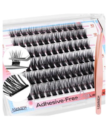 LASHVIEW Self Adhesive Eyelashes Press-on Lashes No Glue Needed Self Adhesive DIY Eyelash Extension Kit Ready Bond self adhesive Lash Clusters