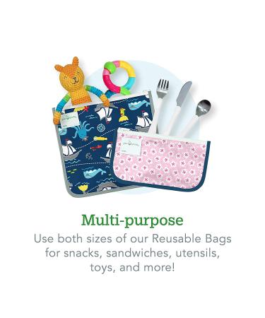 Green Sprouts Reusable Insulated Sandwich Bags - Aqua Llamas (2 Pack) | Eco-Friendly & Safe for 6+ Months - Buy Online on GoSupps.com