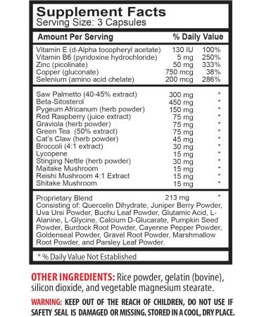 Prostate Support Supplement for Men - Prostate Support PILS - Natural Ingredients Saw Palmetto Stinging Nettle Leaf Maitake Mushroom Reishi Shiitake Saw Palmetto Supplement 2 Bot 120 Capsules - Buy Online on GoSupps.com