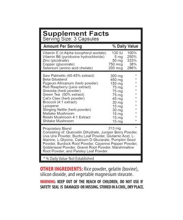 prostate support supplement for men - PROSTATE CARE PILLS - nettle leaf Saw Palmetto Red Raspberry Graviola Green Tea Leaf Maitake Mushroom Reishi Shiitake Mushroom Vitamin B-6 1 B 60 Caps - Buy Online on GoSupps.com
