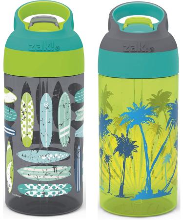 Zak Designs 16oz Kids Water Bottle with Straw and Carry Loop, Leak-Proof, Durable Plastic, 2 Pack, Multicolor - Buy Online on GoSupps.com