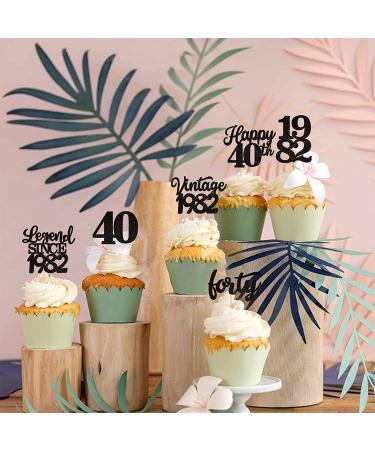 Rsstarxi 48 Pack Black Vintage 1982 Cupcake Toppers - Happy 40th Number 40 Cupcake Picks for 40th Birthday and Anniversary Party Decorations - Buy Online on GoSupps.com