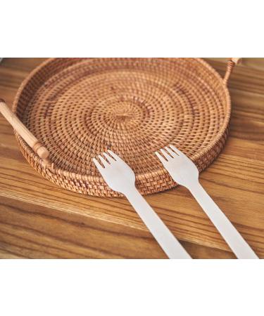 LoengMax Disposable Wooden Forks - 100PCS 6 Length - Eco Friendly & Compostable - Natural Wood Cutlery - Buy Online on GoSupps.com