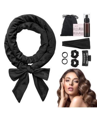 NCKIHRKK 9 x Velor Hair Rollers, Heatless Curling, Soft Sleep Curling for Long and Medium Hair, Heatless Hair Curlers, Black