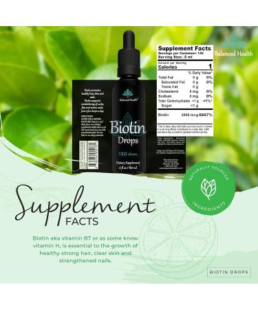 Balanced Health Biotin Drops - 120 Servings 2oz Lemon Flavor Promote Healthy Hair Skin and Nails - Buy Online on GoSupps.com