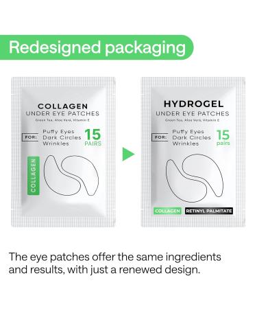 Under Eye Patches for Dark Circles & Puffiness - 15 Pairs Gel Masks with Green Tea & Collagen - Effective Under Eye Treatment - Buy Online on GoSupps.com