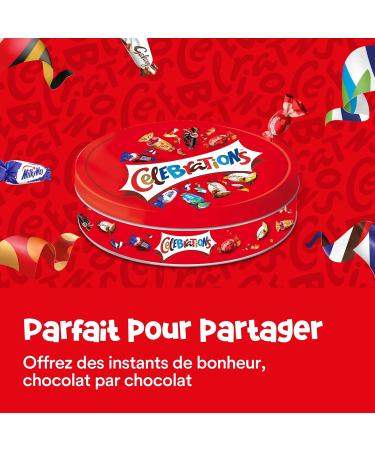 CELEBRATIONS - Bo te Cadeau en M tal - Assortiment de Chocolats au Lait Partager - Coffret No l - Chocolats Offrir - SNICKERS TWIX MARS MALTESERS BOUNTY et autres - 435g 435 g (Lot de 1) - Buy Online on GoSupps.com