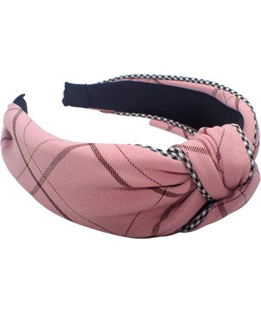 Topkids Accessories Checkered Knot Alice Bands Adult Women Hair Accessories for Women Hair Bands for Women Thick Headband Womens Headbands Head Bands Adult Women Wide Headbands (Pink) - Buy Online on GoSupps.com