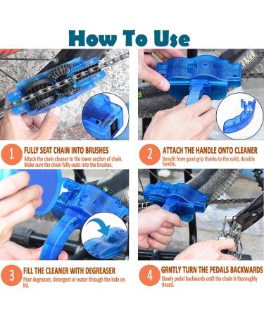 Bike Chain Cleaner Kit - Cycling Chain Cleaning Tool for Mountain, Road, BMX Bikes - Drivetrain, Gear, Cassette, Sprockets - 4 Piece Set - Buy Online on GoSupps.com