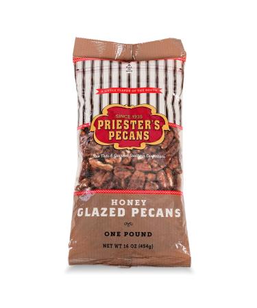 PRIESTER'S Honey Glazed Pecan Pieces - Natural Shelled Pecans Grown in the USA - Crunchy Sweet Pecans for Snacking and Salads - Tight Resealable Bags for Pecans - 1lb