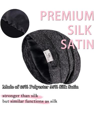 Silk Lined Slouchy Bonnet Sleep Cap for Women - Stay On Beanie Hat for Night Sleeping - Black Pink - Buy Online on GoSupps.com