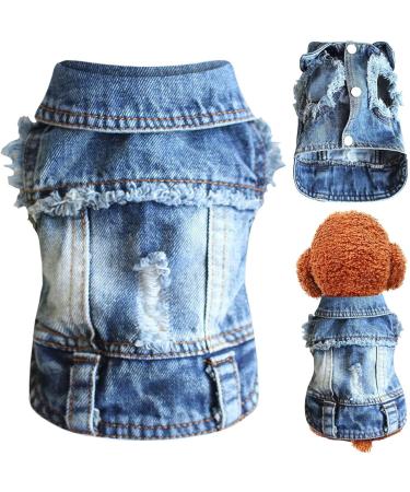 Stylish Pet Dog Denim Jacket Vest | Fashionable Dog Clothing for Small & Medium Dogs & Cats | Summer T-Shirt & Sweater | XS & B Sizes Available - Buy Online on GoSupps.com