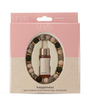 Level Body Mind Soul - Aromatherapy Lava Bead Bracelet with Sandalwood & Jasmine Oil - Reduces Stress - Happiness
