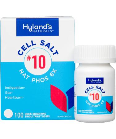 Hyland's Naturals No.10 Cell Salt NAT Phos 6X Tablets Natural Relief of Heartburn Gas and Indigestion Quick Dissolving Tablets 100 Count