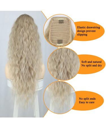 Pference Extensions: 65cm Blond Lang Wound Ponytail - Natural Kunsthaar Hair Extensions for Women | Afro Braid Style - Buy Online on GoSupps.com