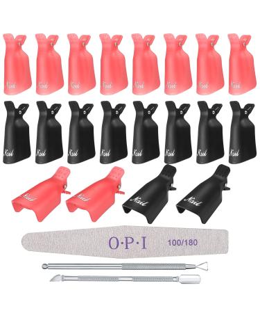 XUIIOSOOKP 20 Pcs Gel Nail Polish Remover Clips with Nail File and Cuticle